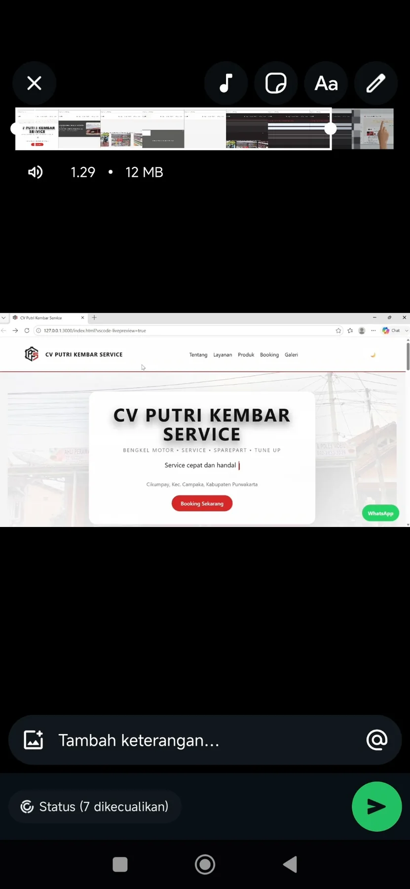 Website CV Putri Kembar Service